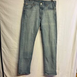 Levis 501 Original Men’s Button Fly Blue Jeans Light Wash Straigt Leg W33xL34